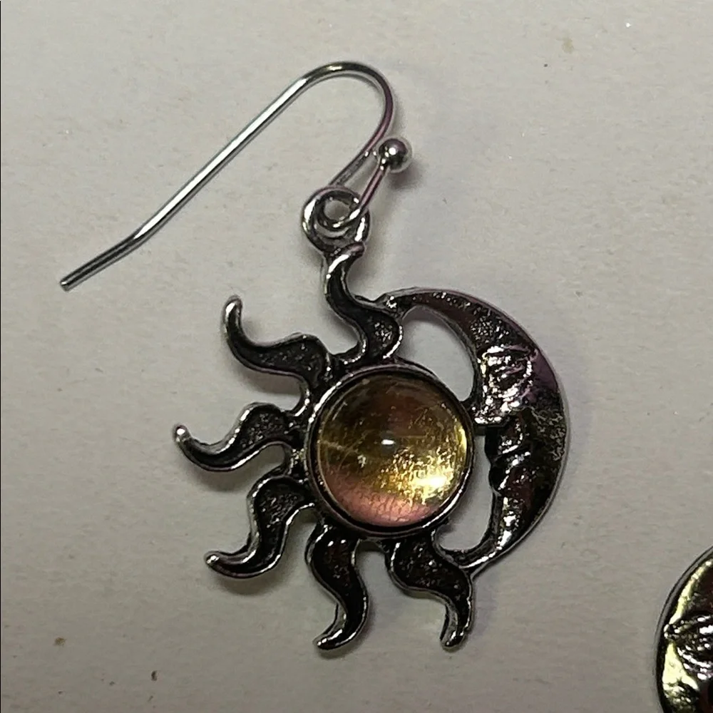 🛑UNAVAILABLE🛑 Celestial Silver-Tone Sun and Moon Earrings